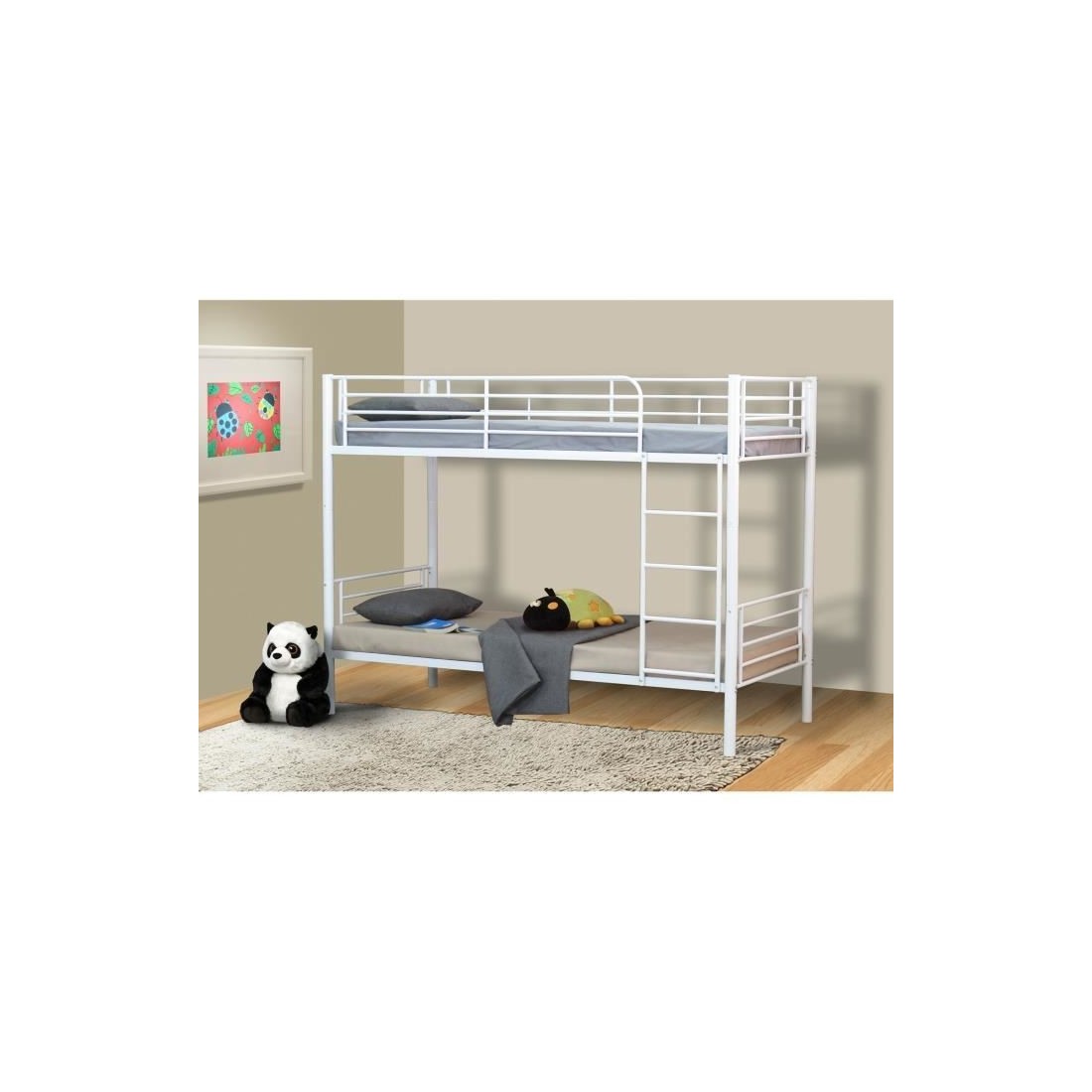 Lit 90x200 superposé ou côte à côte collection Lucie, coloris  Blanc