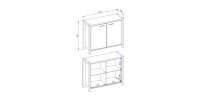 Buffet petit modèle 110cm collection BOWIE. 2 portes, couleur chêne et noir
