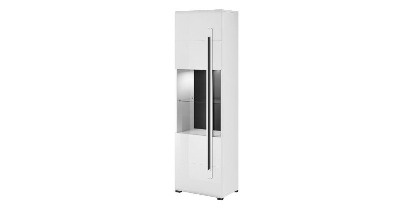 Vitrine design avec LED intégrée collection BREDA coloris blanc mat et blanc brillant.