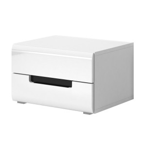 Table de chevet deux tiroirs, collection LUCIA. Coloris blanc.