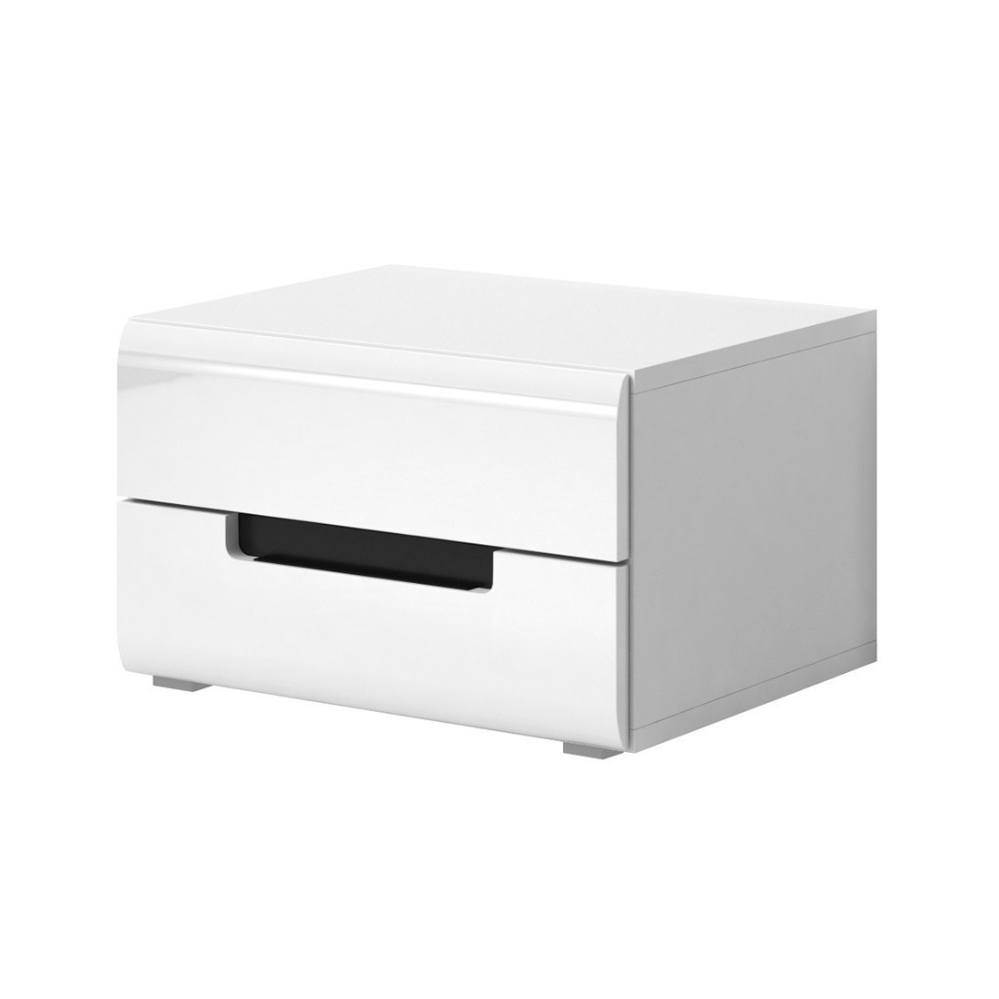 Table de chevet deux tiroirs, collection LUCIA. Coloris blanc.