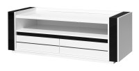 Meuble tv LINA blanc et noir brillant + LED
