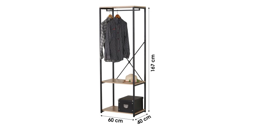 Porte manteau / dressing ouvert avec étagères - 80x30x120cm