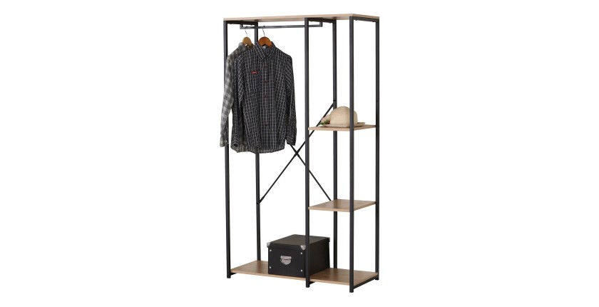 Porte manteau / dressing ouvert avec 2 étagères et penderie - 90x40x167cm