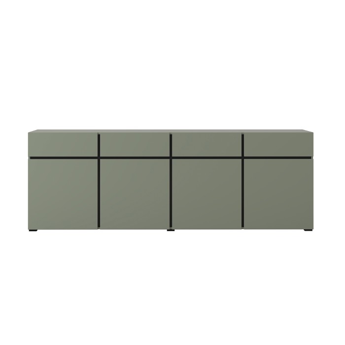 Buffet XL colore verde salvia 225cm collezione HAVANA. Credenza design con 4 porte e 4 cassetti.