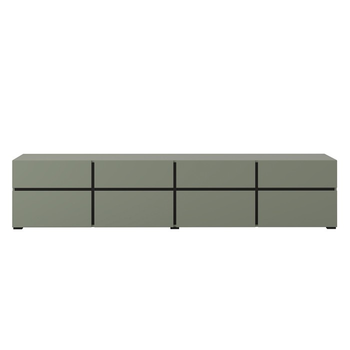 Mobile TV XL colore verde salvia e nero 225cm collezione HAVANA. Mobile design con 4 porte e 4 cassetti.