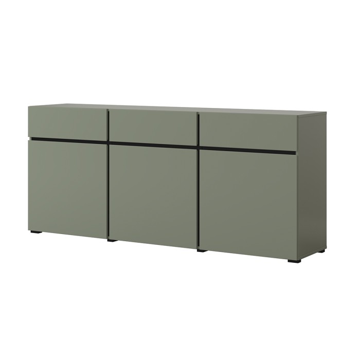 Buffet color salvia verde 180cm collezione HAVANA. Credenza di design con 3 porte e 3 cassetti.