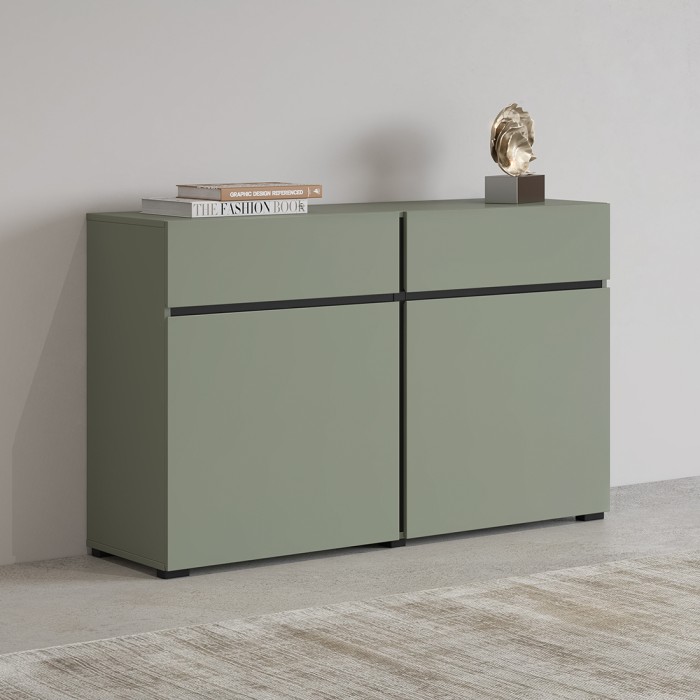 Buffet color salvia verde 120cm collezione HAVANA. Credenza design con 2 porte e 2 cassetti.
