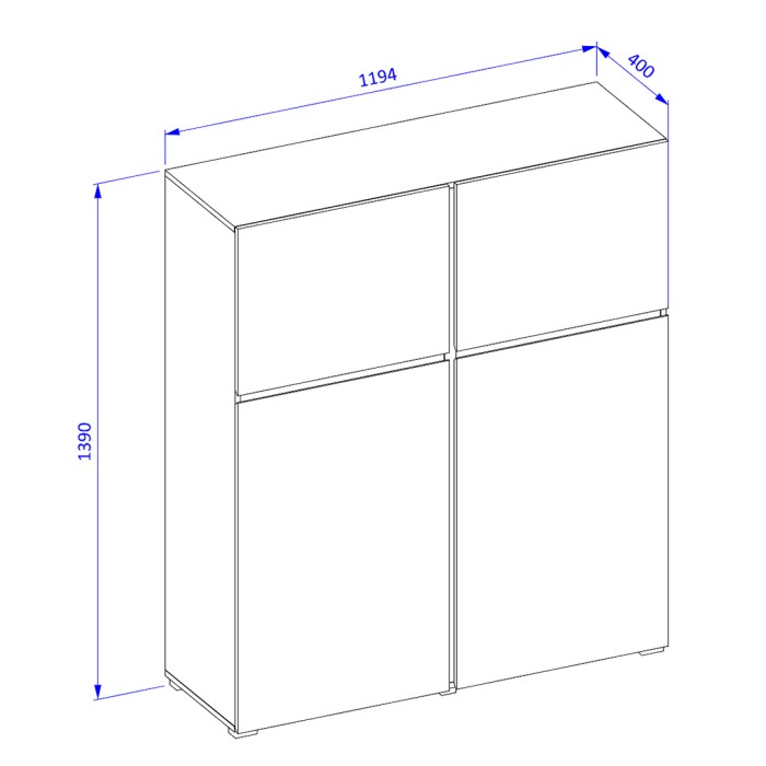 Buffet alto color verde salvia L120xH140xP40 collezione HAVANA. Credenza alta design con 4 porte.