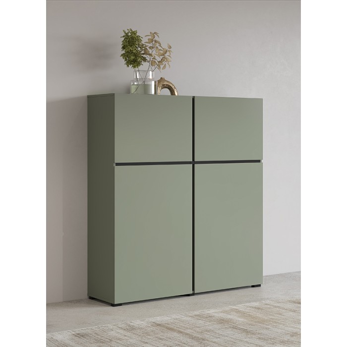 Buffet alto color verde salvia L120xH140xP40 collezione HAVANA. Credenza alta design con 4 porte.