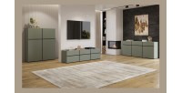 Salon complet HAVANA – Vert sauge et noir – Meuble TV, buffet et buffet haut – Style design moderne
