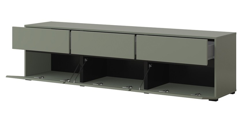 Salon complet HAVANA – Vert sauge et noir – Meuble TV, buffet et buffet haut – Style design moderne