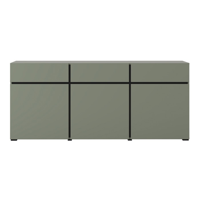 Salon complet HAVANA – Vert sauge et noir – Meuble TV, buffet et buffet haut – Style design moderne