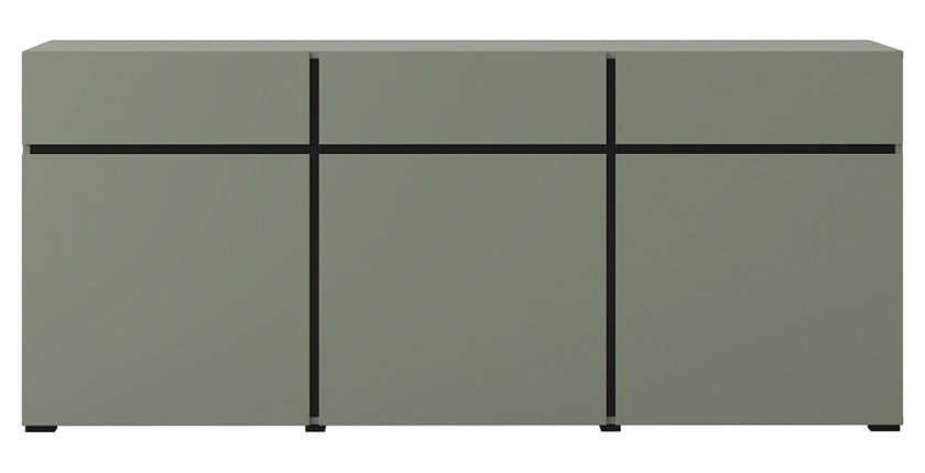 Salon complet HAVANA – Vert sauge et noir – Meuble TV, buffet et buffet haut – Style design moderne