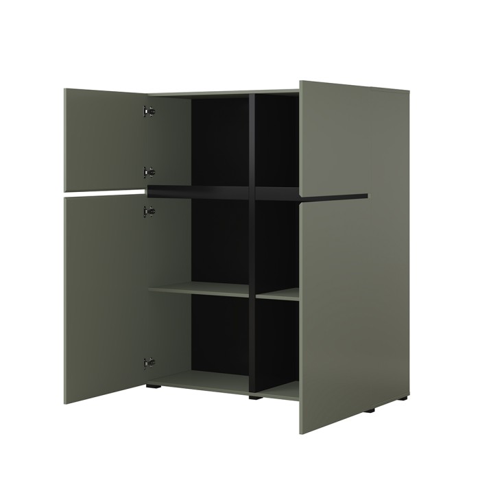 Salon complet HAVANA – Vert sauge et noir – Meuble TV, buffet et buffet haut – Style design moderne