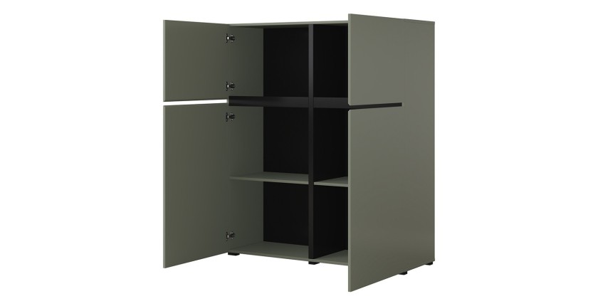 Salon complet HAVANA – Vert sauge et noir – Meuble TV, buffet et buffet haut – Style design moderne