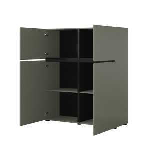 Salon complet HAVANA – Vert sauge et noir – Meuble TV, buffet et buffet haut – Style design moderne