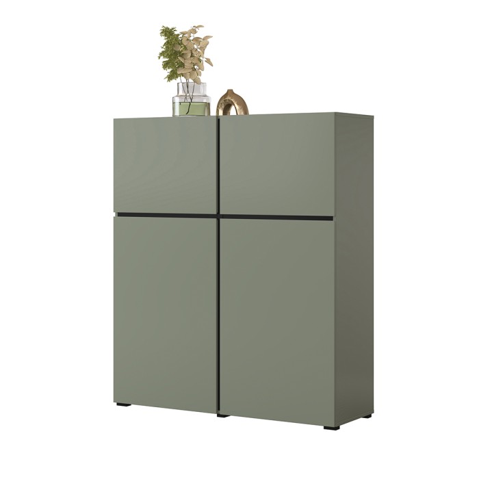 Salon complet HAVANA – Vert sauge et noir – Meuble TV, buffet et buffet haut – Style design moderne