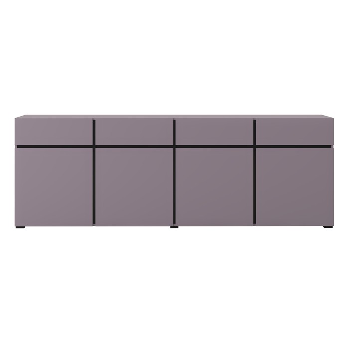 Buffet HAVANA 225 cm – Lilla pastello e nero – 4 porte, 4 cassetti – Design moderno