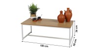 Tavolino basso stile industriale collezione PUEBLO – Colore rovere chiaro, dimensioni 100x50x36 cm