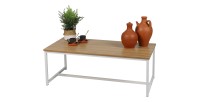 Tavolino basso stile industriale collezione PUEBLO – Colore rovere chiaro, dimensioni 100x50x36 cm