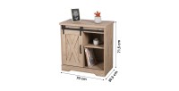 Commode style rustique 1 porte coulissante et 1 étagère coloris chêne clair dimensions 70x40x72cm