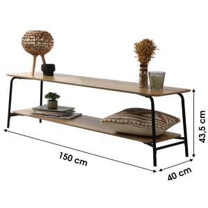 Meuble TV style classique coloris noir - dimensions 150x40xH43.5cm