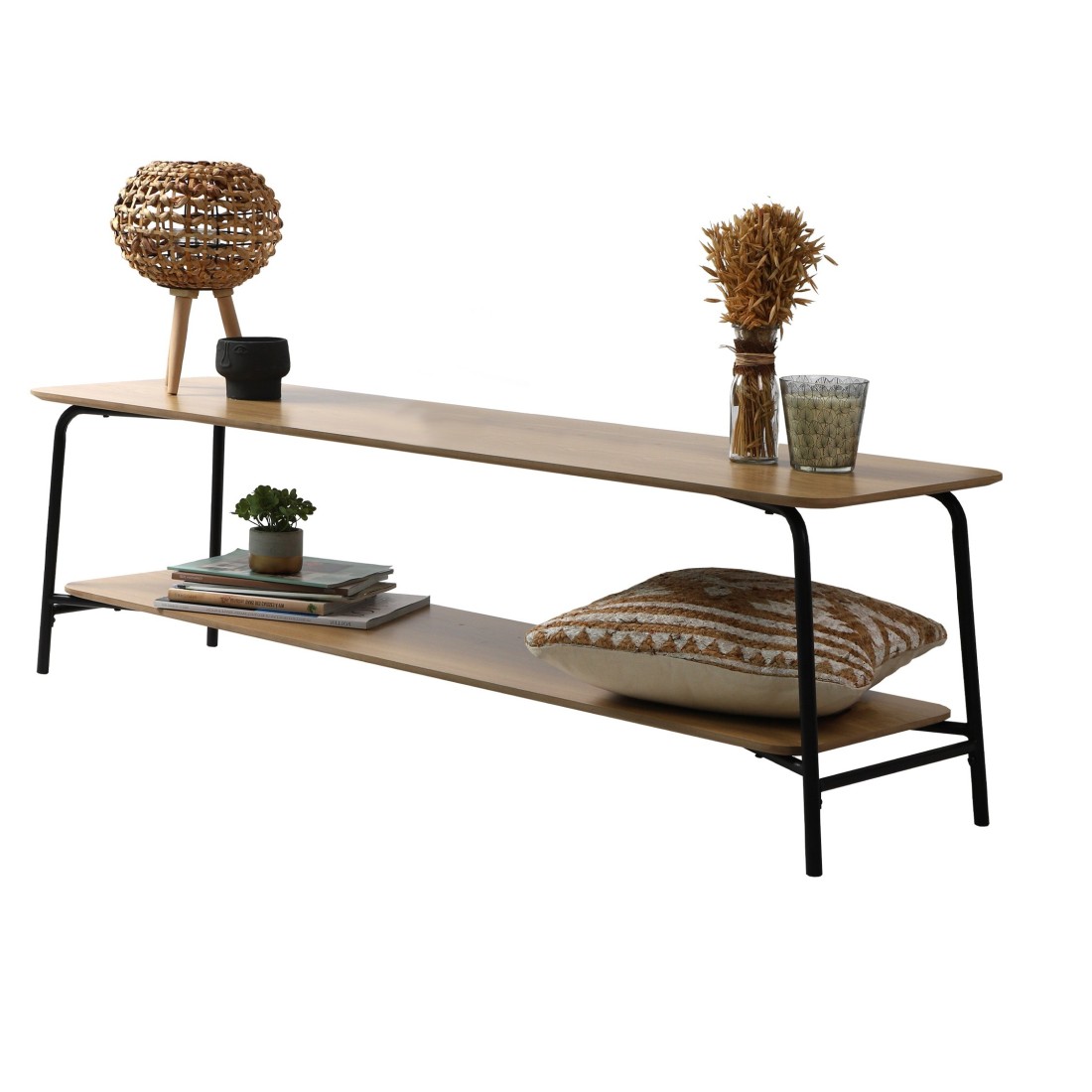 Meuble TV style classique coloris noir - dimensions 150x40xH43.5cm