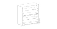 Commode design 4 grands tiroirs. Collection EOS coloris chêne clair et noir