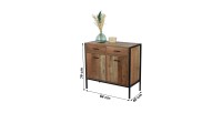 Commode style rustique – 2 portes et 2 tiroirs, coloris chêne foncé – 84x40x79 cm – Collection OAKLANDER