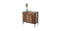 Rustieke stijl dressoir - 2 deuren en 2 laden, donkereikenkleur - 84x40x79 cm - Collectie OAKLANDER