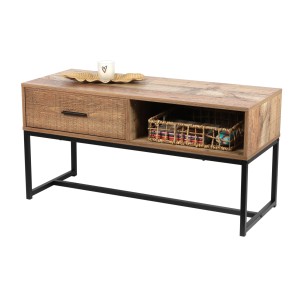Salontafel in rustieke stijl - 1 lade en een nis, lichte eiken kleur, afmetingen 100x40xH50 cm - Collectie OAKLANDER