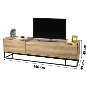 Meuble TV style design avec une porte et un tiroir - dimensions 160x40xH45cm