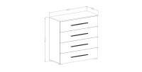 Chambre à coucher design collection EOS : Armoire, Lit 180x200, commode, chevets. Couleur chêne clair et noir