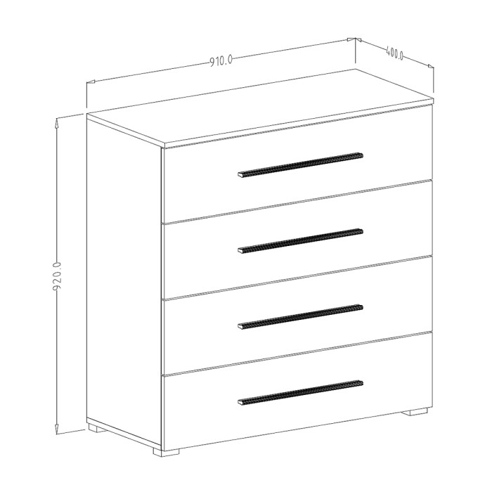 Chambre à coucher design collection EOS : Armoire, Lit 180x200, commode, chevets. Couleur chêne clair et noir