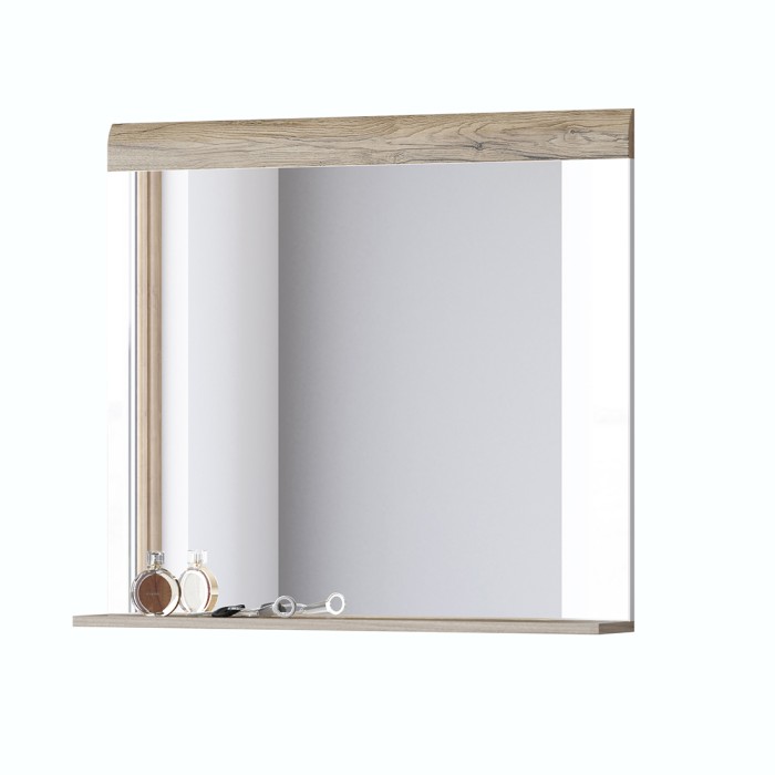 Espejo de diseño OHIO – 83x72 cm – Roble claro con estante integrado