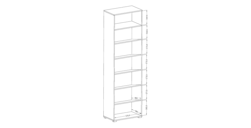 Armoire à chaussures design avec miroir collection OHIO, coloris blanc et chêne