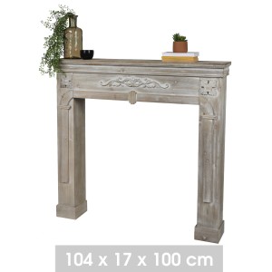 Contour de cheminée décorative en chêne gris cérusé - dimensions 104x17xH100cm