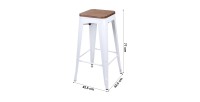 Tabouret de bar style vintage en métal, coloris blanc mat - dimensions 43x43xH77cm
