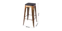 Tabouret de bar style vintage en métal, coloris doré - dimensions 43x43xH77cm