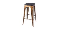 Tabouret de bar style vintage en métal, coloris doré - dimensions 43x43xH77cm