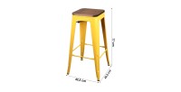 Tabouret de bar style vintage en métal, coloris jaune - dimensions 43x43xH77cm