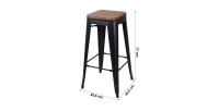 Tabouret de bar style vintage en métal, coloris noir - dimensions 43x43xH77cm