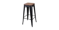 Tabouret de bar style vintage en métal, coloris noir - dimensions 43x43xH77cm