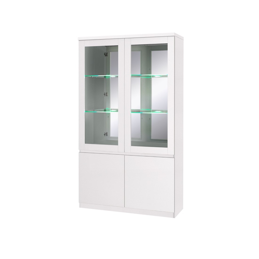 Vitrine vaisselier FABIO - Blanc Brillant avec LED - Style Design - 110 x 190 x 40 cm