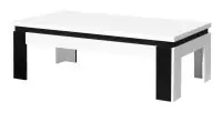 Niedriger Tisch LINA in Weiß und Schwarz glänzend – 125 x 42 x 65 cm