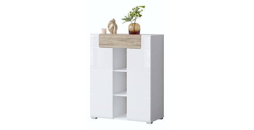 Design-Eingangsmöbel Kollektion OHIO in Weiß und Eichenfarbe.