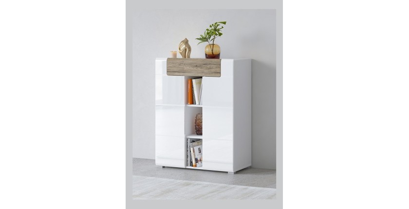 Design-Eingangsmöbel Kollektion OHIO in Weiß und Eichenfarbe.