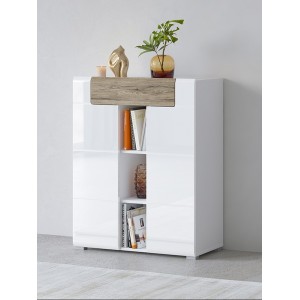 Design-Eingangsmöbel Kollektion OHIO in Weiß und Eichenfarbe.