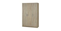 Armoire BERGAMA 3 portes, chêne Sonoma, poignées grises, style contemporain et pratique